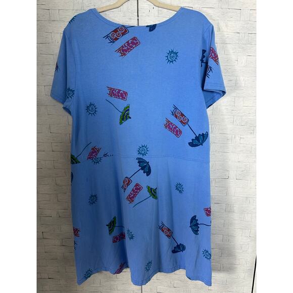 Red Ginger women’s travel T-shirt, dress blue tropical coastal beach pockets￼ - Picture 2 of 9